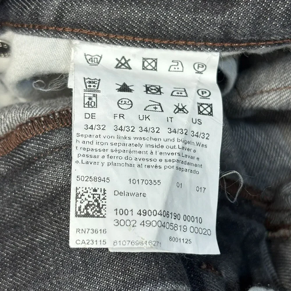 Hugo Boss Men Delaware Slim Fit Jeans Size 34x32 Black Denim D119 -16